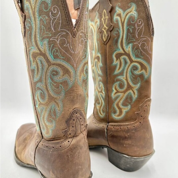 Justin Boots Women's Brown Leather Embroidered
Square Toe Cowboy Boots 8.5 - Picture 5 of 8